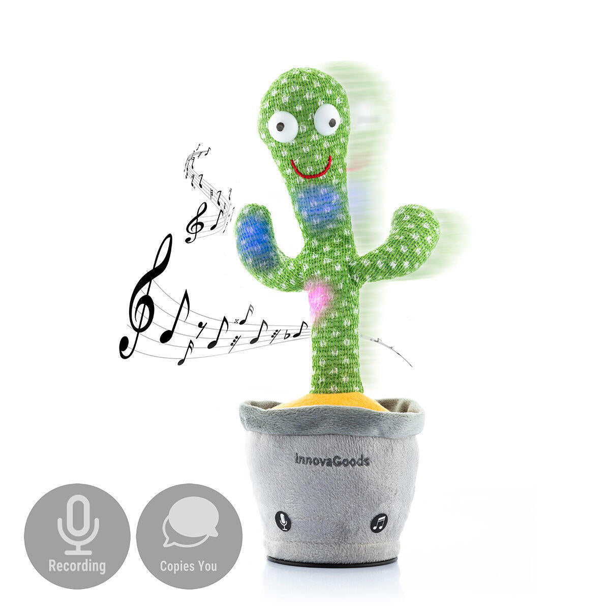 Cactus Bailarín y Parlanchín Recargable con Música y LED