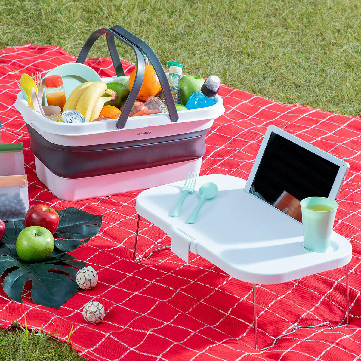 Cesta de Picnic Plegable con Tapa-Mesa